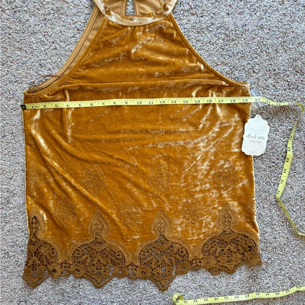 Altar’d State Velvet Goldenrod Halter Top Size Medium NWT - Picture 10 of 15